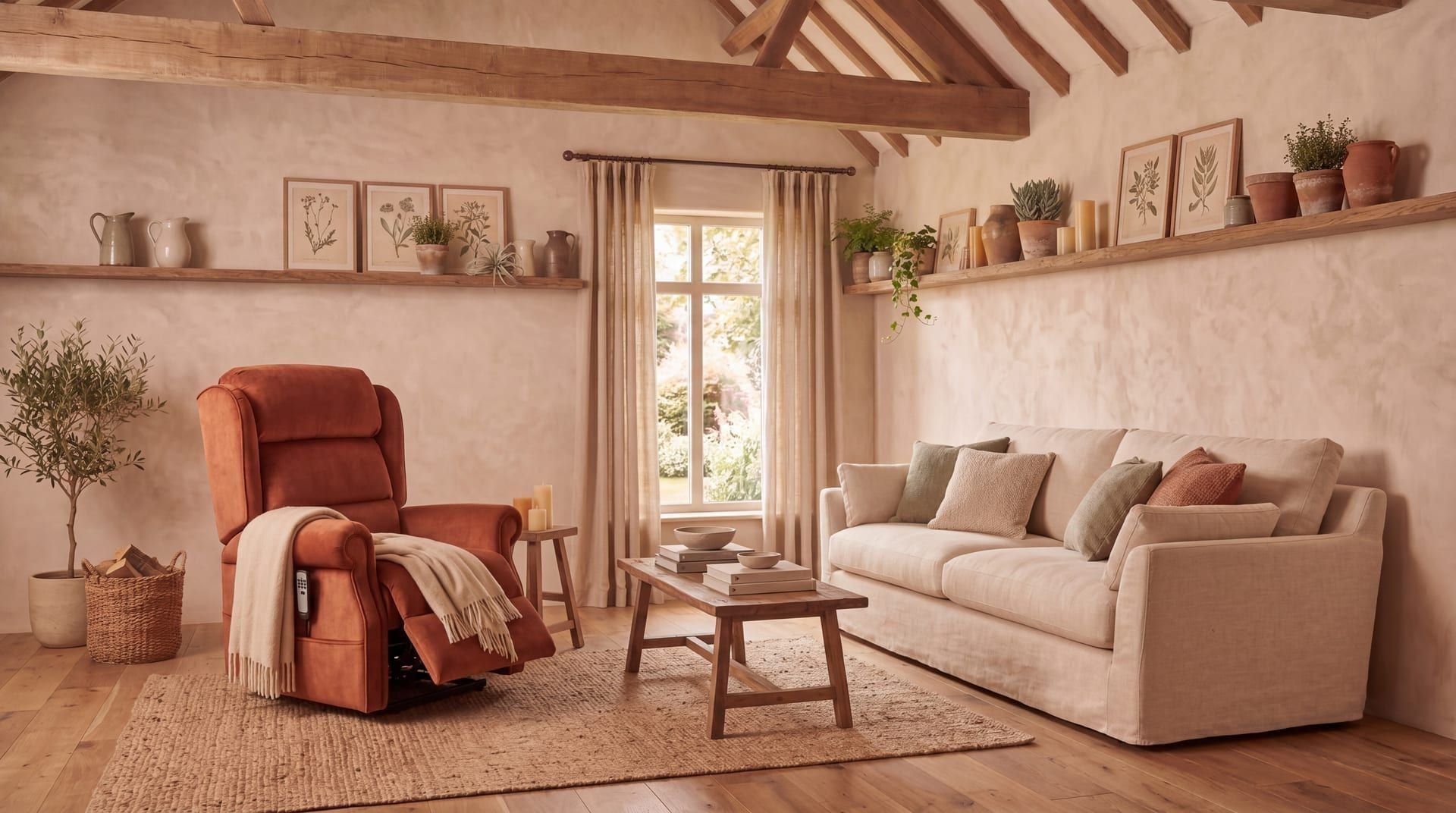 The Clumber Collection traditional British riser recliner chair in a living room